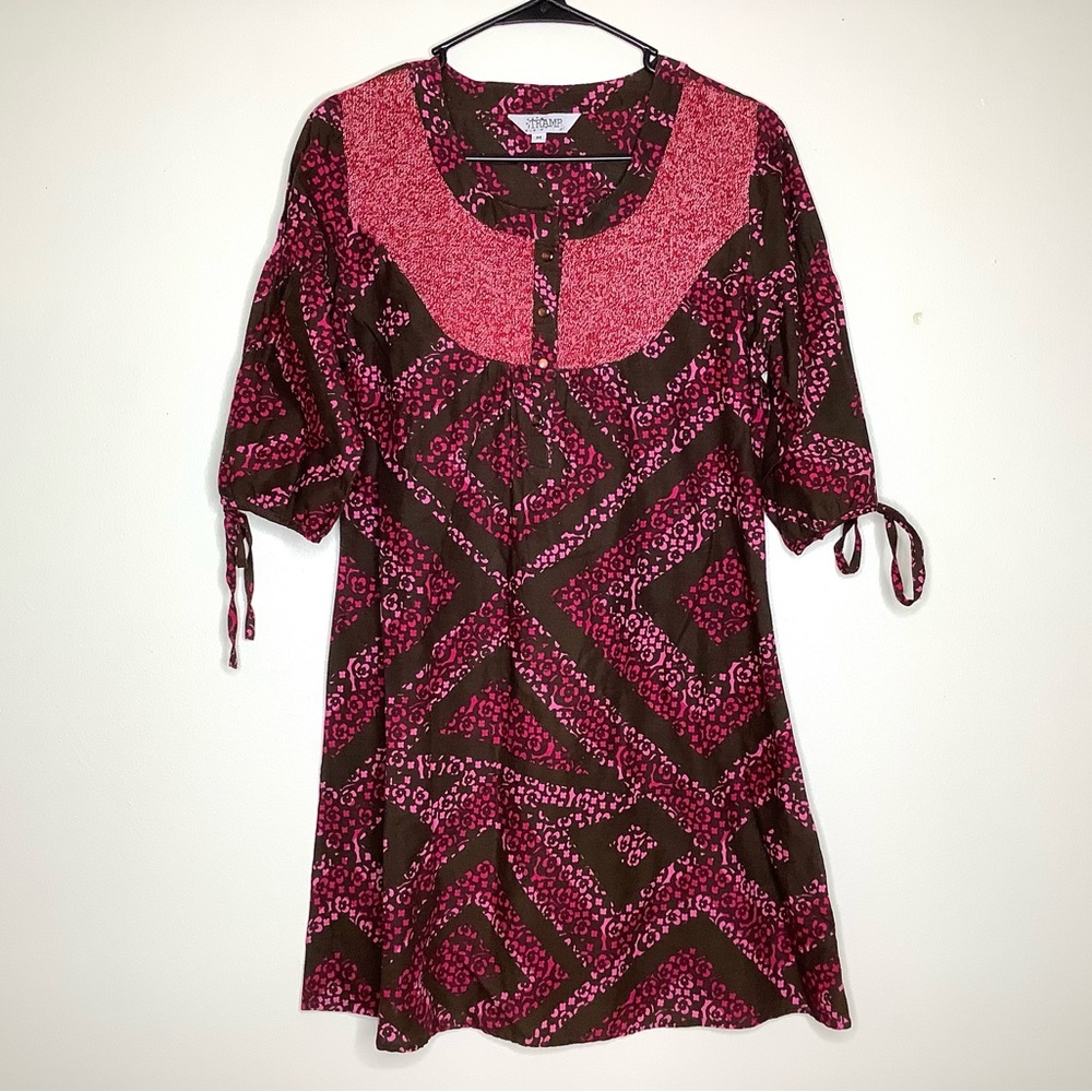 < Y2K TRAMP Brown & Pink Floral Print Dress >